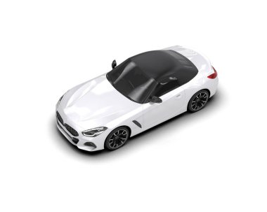 Beyaz zemin üzerinde izole edilmiş 3D resimleme spor araba