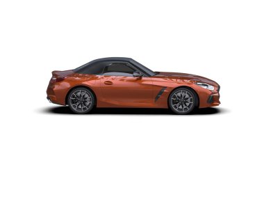 Beyaz zemin üzerinde izole edilmiş 3D resimleme spor araba