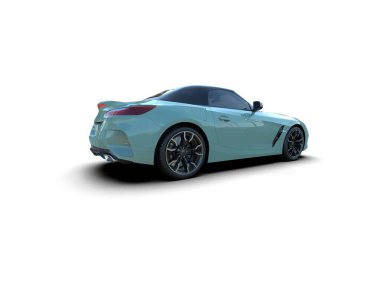 Beyaz zemin üzerinde izole edilmiş 3D resimleme spor araba