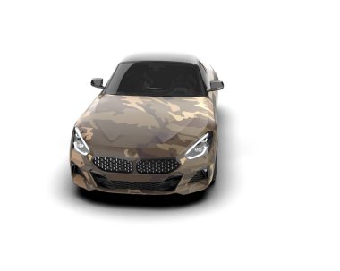 Beyaz zemin üzerinde izole edilmiş 3D resimleme spor araba