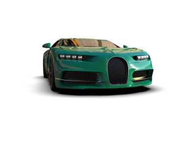 Beyaz zemin üzerinde izole edilmiş 3D resimleme spor araba