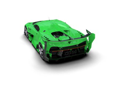 Beyaz zemin üzerinde izole edilmiş 3D resimleme spor araba