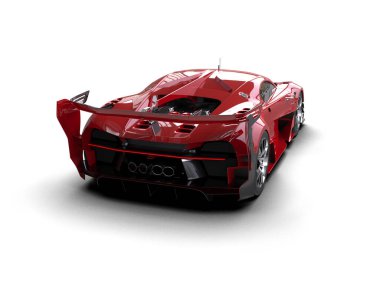 Beyaz zemin üzerinde izole edilmiş 3D resimleme spor araba