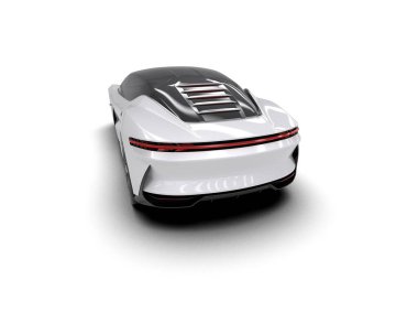 Beyaz zemin üzerinde izole edilmiş 3D resimleme spor araba