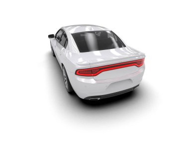 Beyaz zemin üzerinde izole edilmiş 3D resimleme spor araba