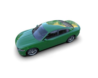 Beyaz zemin üzerinde izole edilmiş 3D resimleme spor araba