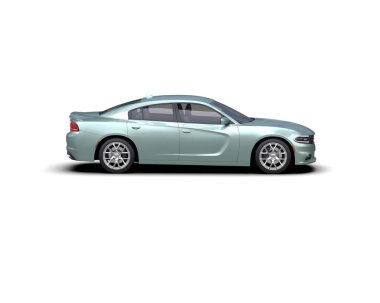 Beyaz arka planda izole edilmiş bir spor araba. 3d oluşturma 