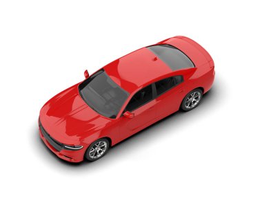 Beyaz arka planda izole edilmiş bir spor araba. 3d oluşturma 