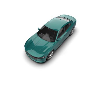 Beyaz arka planda izole edilmiş bir spor araba. 3d oluşturma 