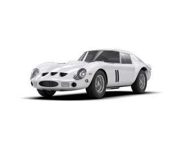 Beyaz zemin üzerinde izole edilmiş 3D resimleme spor araba