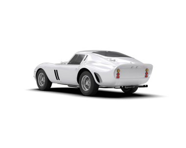 Beyaz zemin üzerinde izole edilmiş 3D resimleme spor araba