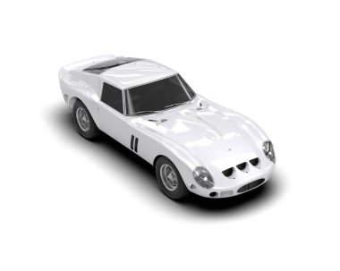 Beyaz zemin üzerinde izole edilmiş 3D resimleme spor araba