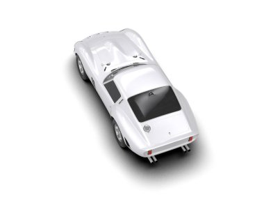 Beyaz zemin üzerinde izole edilmiş 3D resimleme spor araba