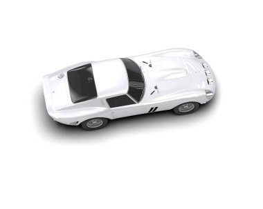 Beyaz zemin üzerinde izole edilmiş 3D resimleme spor araba