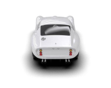 Beyaz zemin üzerinde izole edilmiş 3D resimleme spor araba