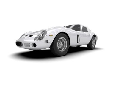 Beyaz zemin üzerinde izole edilmiş 3D resimleme spor araba