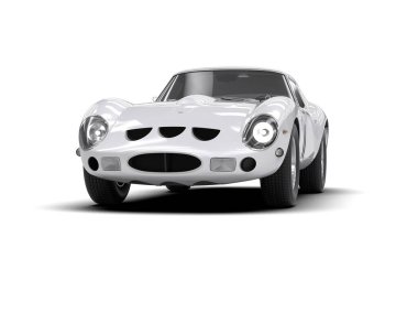 Beyaz zemin üzerinde izole edilmiş 3D resimleme spor araba