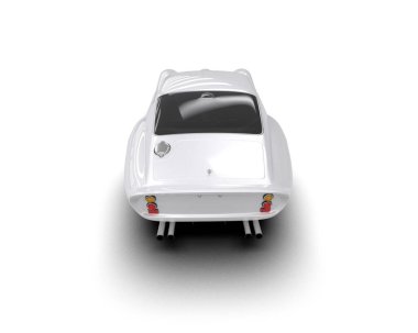 Beyaz zemin üzerinde izole edilmiş 3D resimleme spor araba