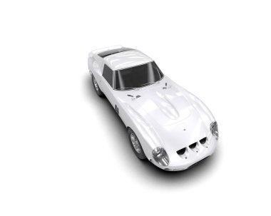 Beyaz zemin üzerinde izole edilmiş 3D resimleme spor araba