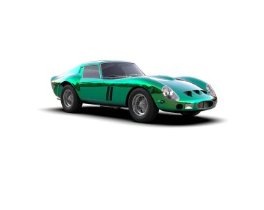 Beyaz zemin üzerinde izole edilmiş 3D resimleme spor araba