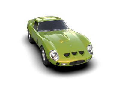 Beyaz zemin üzerinde izole edilmiş 3D resimleme spor araba