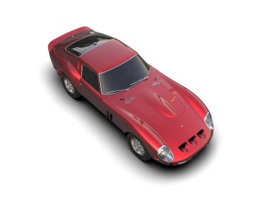 Beyaz zemin üzerinde izole edilmiş 3D resimleme spor araba