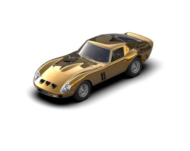 Beyaz zemin üzerinde izole edilmiş 3D resimleme spor araba