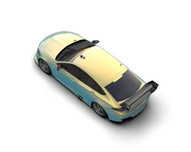 Beyaz zemin üzerinde izole edilmiş 3D resimleme spor araba