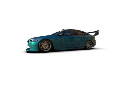 Beyaz zemin üzerinde izole edilmiş 3D resimleme spor araba