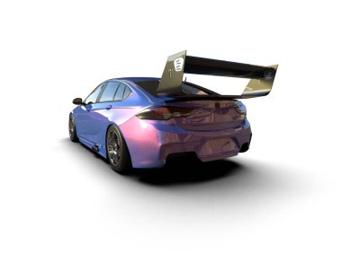 Beyaz zemin üzerinde izole edilmiş 3D resimleme spor araba