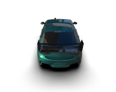 Beyaz zemin üzerinde izole edilmiş 3D resimleme spor araba