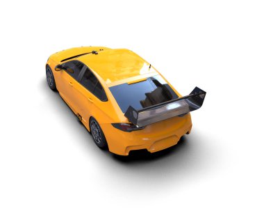 Beyaz zemin üzerinde izole edilmiş 3D resimleme spor araba