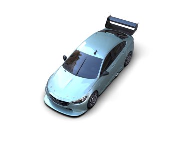 Beyaz zemin üzerinde izole edilmiş 3D resimleme spor araba