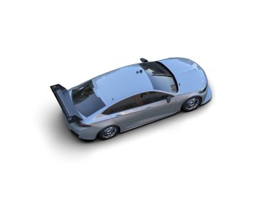 Beyaz zemin üzerinde izole edilmiş 3D resimleme spor araba