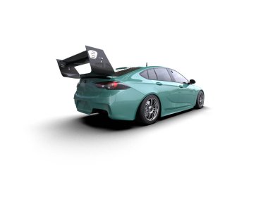 Beyaz zemin üzerinde izole edilmiş 3D resimleme spor araba