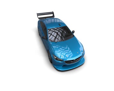 Beyaz zemin üzerinde izole edilmiş 3D resimleme spor araba