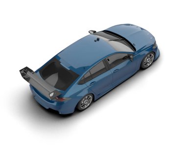 Beyaz zemin üzerinde izole edilmiş 3D resimleme spor araba