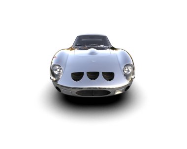 Beyaz zemin üzerinde izole edilmiş 3D resimleme spor araba