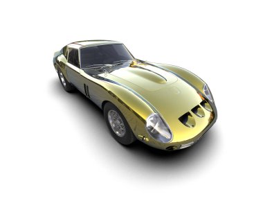 Beyaz zemin üzerinde izole edilmiş 3D resimleme spor araba