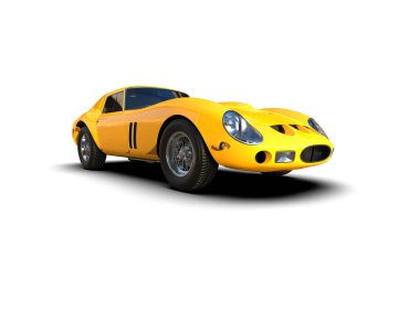 Beyaz arka planda izole edilmiş bir spor araba. 3d oluşturma 