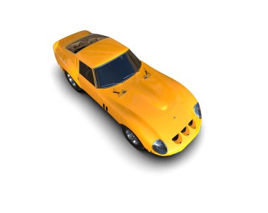 Beyaz arka planda izole edilmiş bir spor araba. 3d oluşturma 