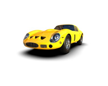 Beyaz arka planda izole edilmiş bir spor araba. 3d oluşturma 