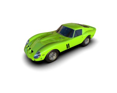 Beyaz arka planda izole edilmiş bir spor araba. 3d oluşturma 