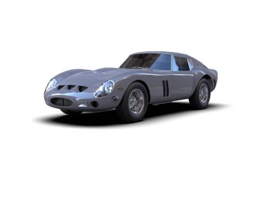 Beyaz arka planda izole edilmiş bir spor araba. 3d oluşturma 