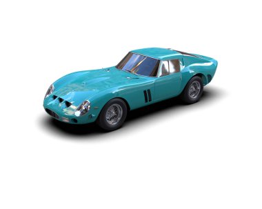 Beyaz arka planda izole edilmiş bir spor araba. 3d oluşturma 