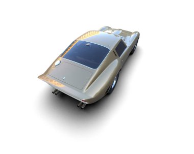 Beyaz arka planda izole edilmiş bir spor araba. 3d oluşturma 