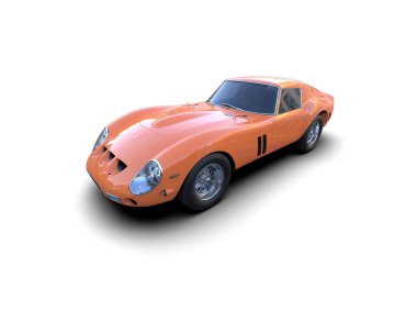 Beyaz arka planda izole edilmiş bir spor araba. 3d oluşturma 