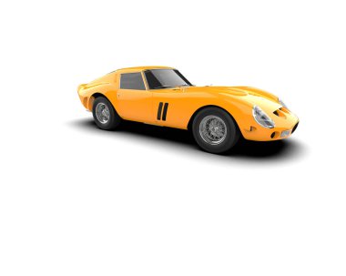 Beyaz zemin üzerinde izole edilmiş 3D resimleme spor araba