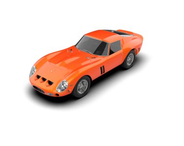 Beyaz zemin üzerinde izole edilmiş 3D resimleme spor araba