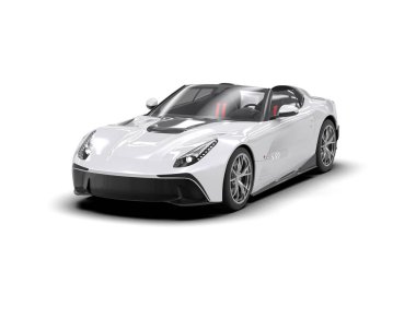 Beyaz zemin üzerinde izole edilmiş 3D resimleme spor araba